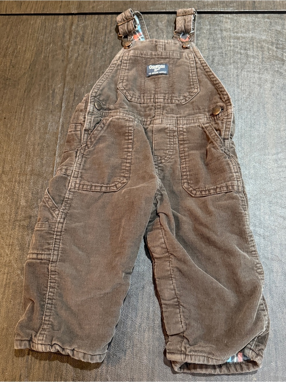 OshKosh B'gosh Brown Vestbak Corduroy Overalls Sz 12M